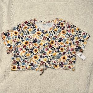 NWT Old Navy Floral Crop Top Rash Guard Size Large